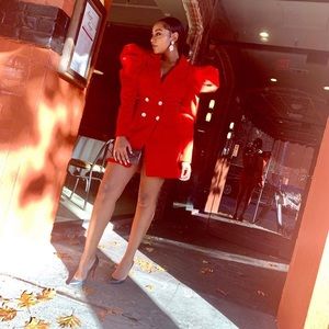 House of CB Long Puff Sleeve cocktail blazer dress